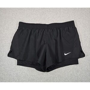 Nike 2 in 1 Shorts Womens Size XXL 2X Athletic Active Training Logo Black NWT